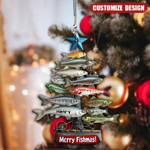 Merry Fishmas Tree - Personalized Fishing Christmas Ornament - 2024 New Release