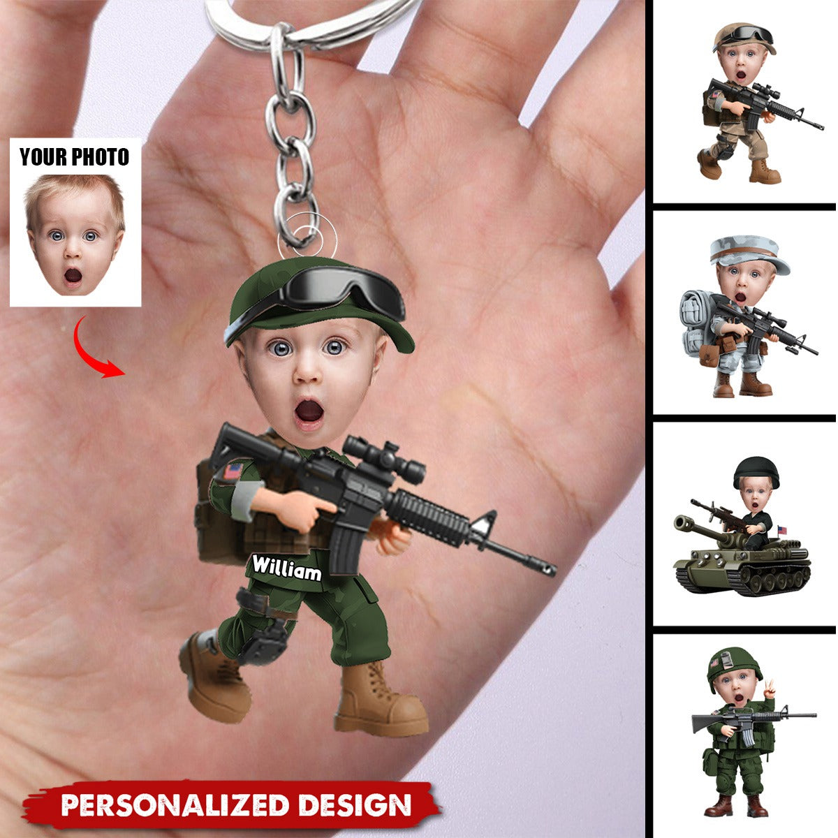 Custom Photo Gifts For Military Kid Keychain