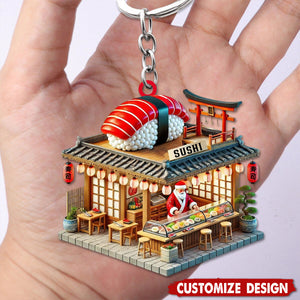 Personalized Sushi Shop Keychain-Gift for Sushi Lovers