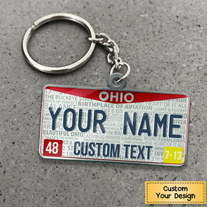 Ohio License Plate Personalized Acrylic Keychain