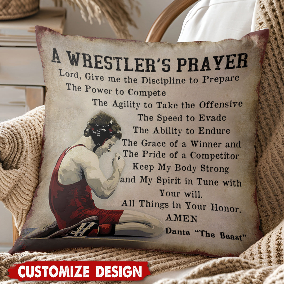 A Wrester's Prayer - Personalized Wrestling Pillow - Gift For Wrestling Lovers