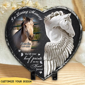 Personalized In Loving Memory Horse Photo Heart Lithograph - Upload Photo - Memorial Gift Idea For Horse Lover - Our Hoofbeats Were Many, But Our Hearts Beat As One