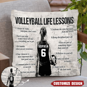 Personalized Volleyball Life Lessons Pillow-Gift For Volleyball Lovers