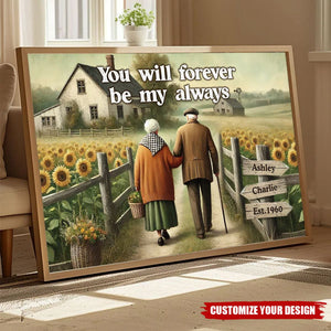 Old Couple Walking Growing Old Together Since Personalized Poster, Heartfelt Gift For Couple