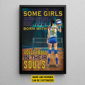 Some Girls Are Just Born With-Personalized Volleyball Poster-Gift For Volleyball Lovers,Volleyball Girls