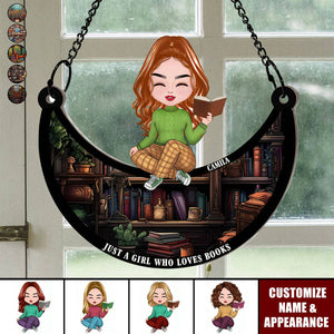 Personalized Gifts For Book Lover Suncatcher Ornament - Just A Girl Who Loves Books