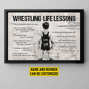 Personalized Wrestling Boy Life Lessons Poster - Gift For Young Wrestling Fans