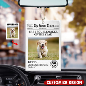 The Troublemaker Of The Year -Personalized Cat Dog Car Ornament-Gift For Pet Lovers