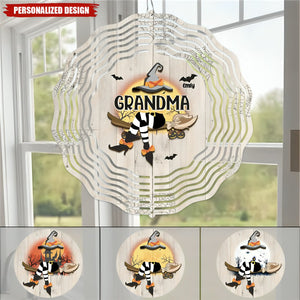 A Candy A Day Keeps The Monsters Away-Family Personalized Custom Wind Spinner-Halloween Gift For Mom,Grandma