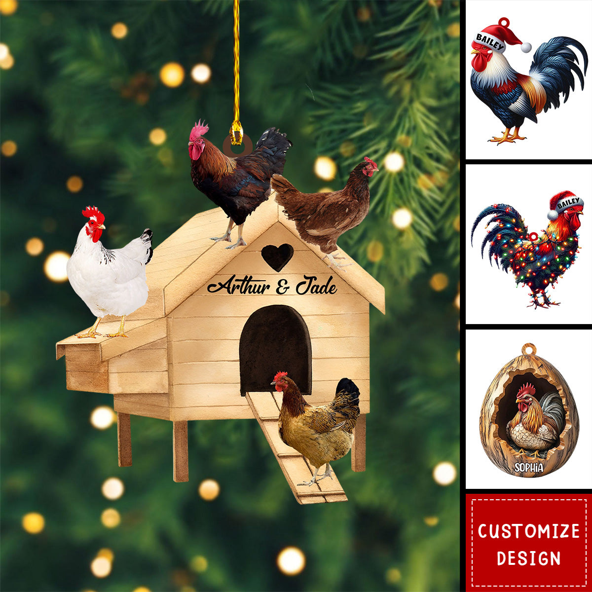 Personalized Chicken Rooster Ornament Gift For Chicken Lover-2024 New Release