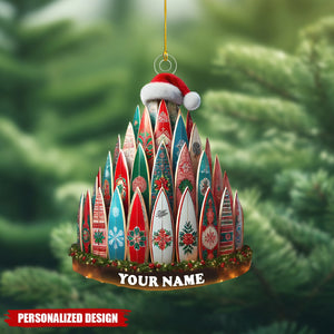 Personalized Surfboard Christmas Ornament-Gift for Beach and Surf Lovers-2024 New Release