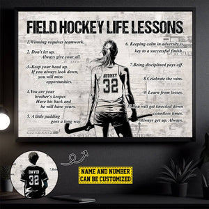 Field Hockey Life Lessons-Personalized Hockey Poster-Poster Gift For Field Hockey Lovers, Field Hockey Players