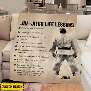 Personalized Jiu Jitsu Life Lessons Blanket, Gift For Jiu Jitsu Lovers