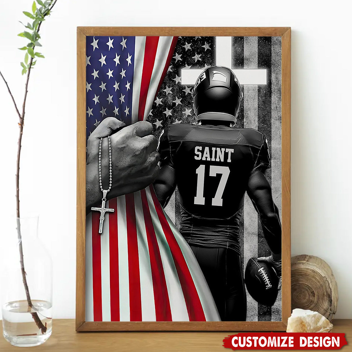 Personalized American Football Boy Poster - Gift For American Football Lovers