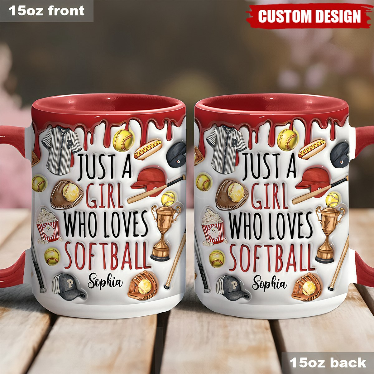 Just A Girl Who Loves Softball - Personalized Softball Accent Mug