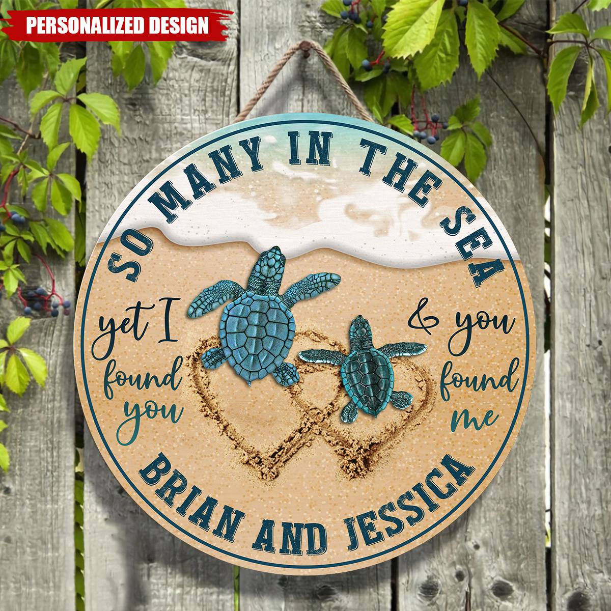 Couple Sea Turtle-Personalized Wooden Sign-Valentines Holiday Gifts For Lover