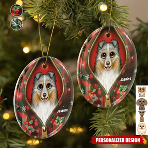 2024 New Release Christmas Dog-Personalized Circle Ceramic Ornament