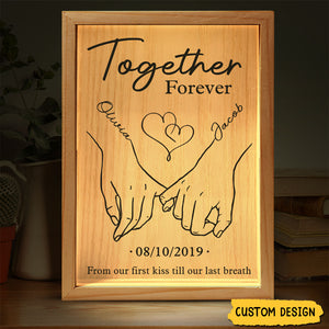 Together Forever From Our First Kiss Till Our Last Breath - Couple Personalized Frame Light Box - Gift For Husband Wife, Anniversary