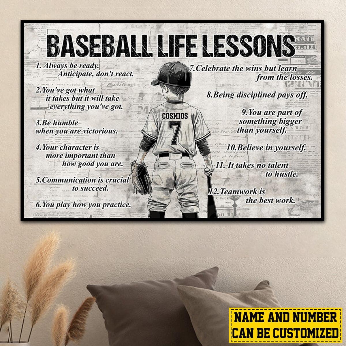 Personalized Baseball Life Lessons Boy Poster-Gift For Baseball Lovers