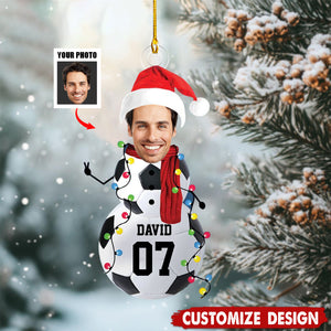 2024 New Release-Personalized Photo Soccer Snowman Ornament Gifts For Soccer Lovers