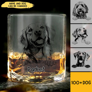 Personalized Dog Black-White Custom Name Whiskey Glass 3D Printed