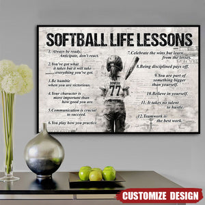 Personalized Softball Girl Poster - Gift For Young Softball Fans