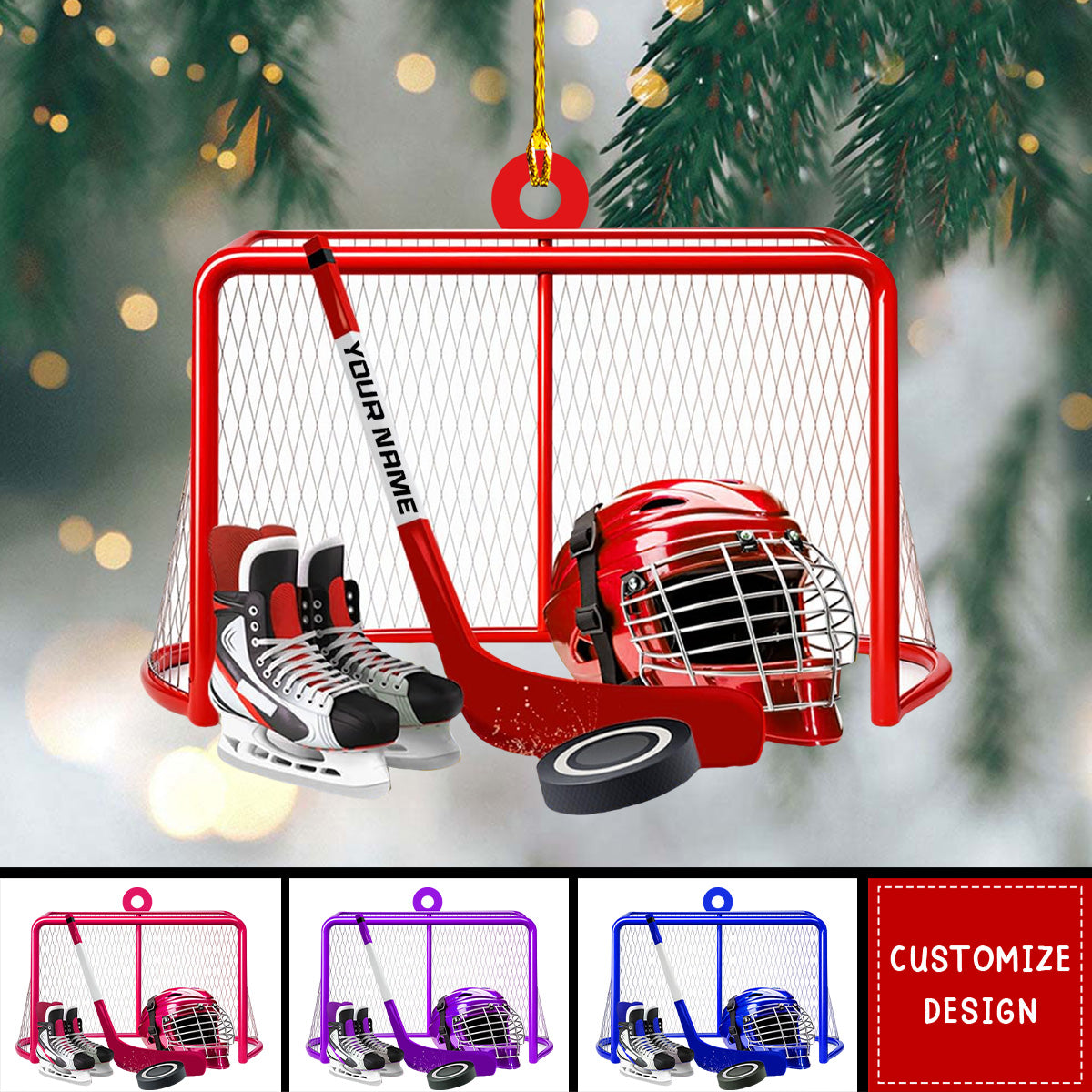 Personalized Ice Hockey Ornament, Gifts For Hockey Players - 2024 New Release