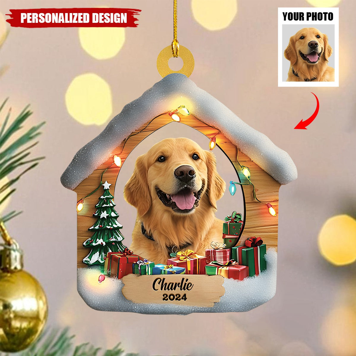 Personalized Dog Photo Christmas Ornament-Gift For Dog Lover-2024 New Release