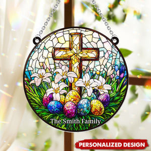 He Is Risen-Personalized Window Hanging Suncatcher Ornament