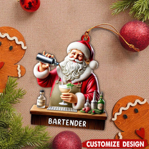 Personalized Santa Mixing Cocktails Christmas Ornament Gift For Bartenders-2024 New Release