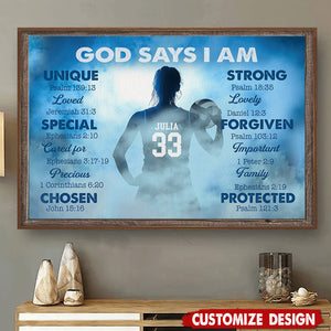 God Says I Am-Personalized Volleyball Girl Poster-Gift For Volleyball Lovers