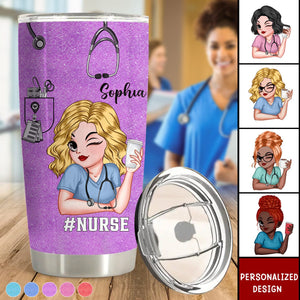 Pretty Doll Nurse Scrub Healthcare Worker-Personalized Tumbler