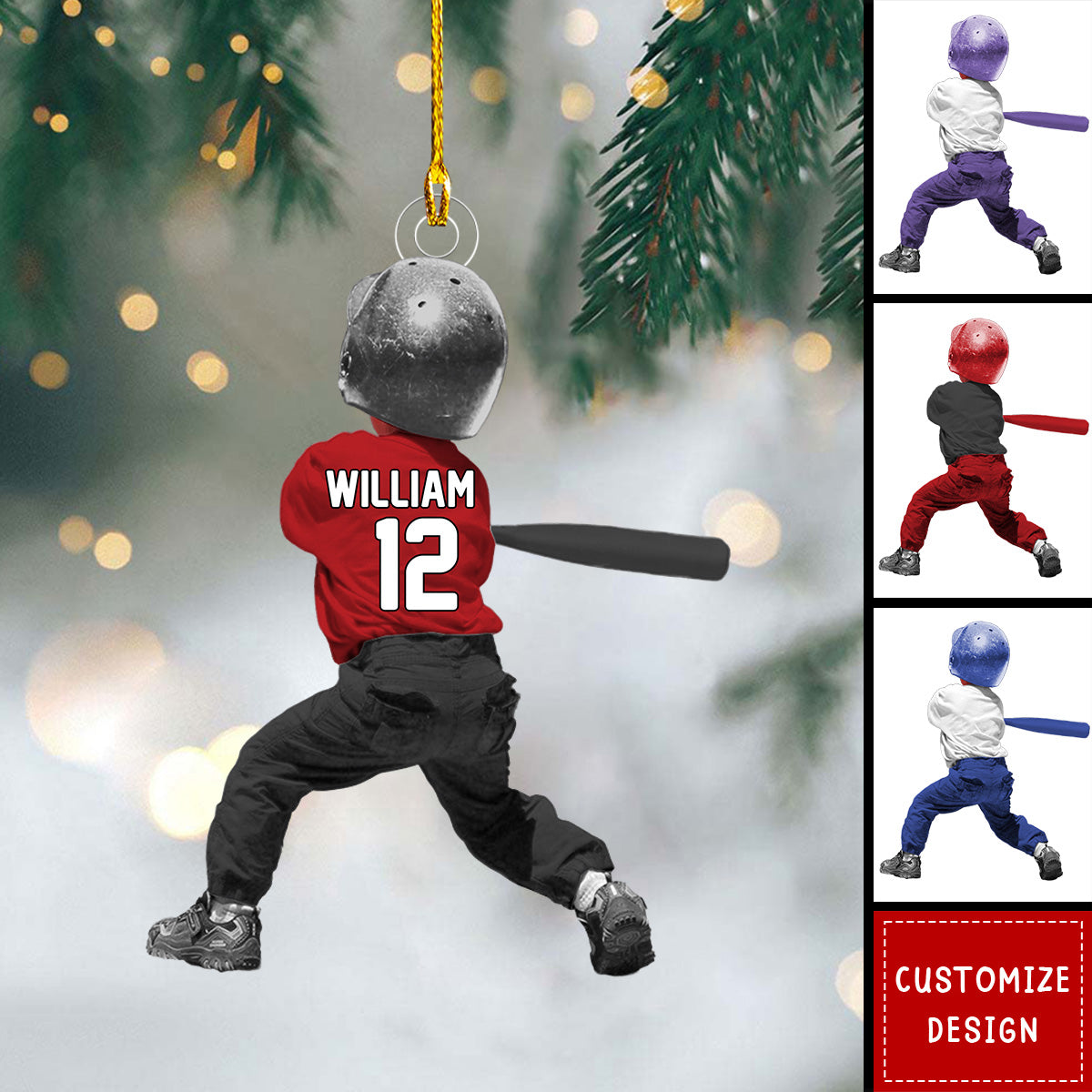 Personalized BaseBall Acrylic Christmas Ornament -  BaseBall Ornament Gift For Kid