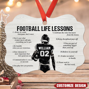 Personalized American Football Life Lessons Wooden Ornament - Gift For American Football Lovers