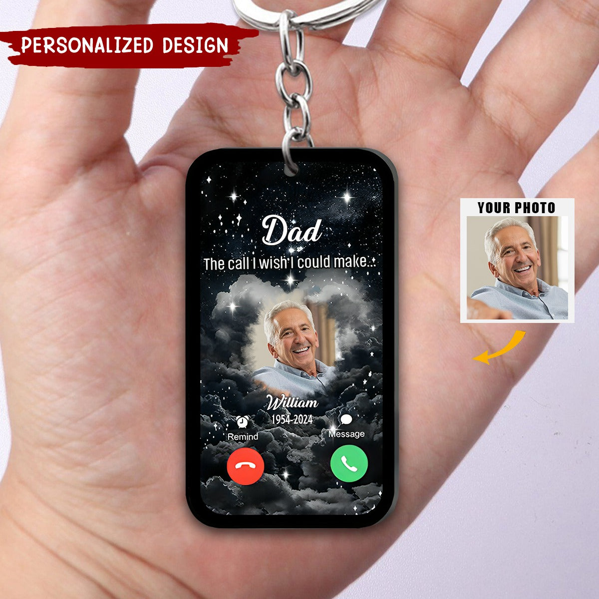 Memorial Upload Photo, Daddy Mommy The Call I Wish I Could Make-Personalized Acrylic Keychain