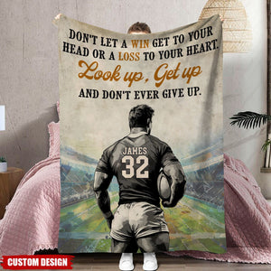 Look Up Get Up-Personalized Rugby Boy Blanket-Gift For Rugby Lovers