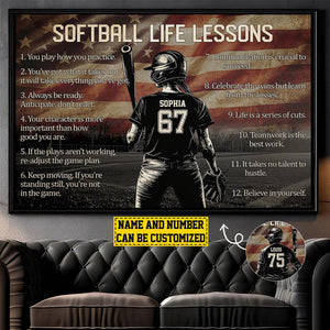 Personalized American Softball Life Lesson Poster-Gift For Softball Lovers