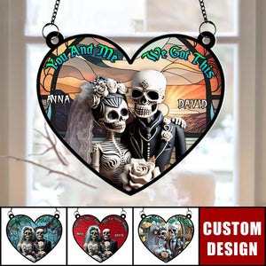 Til Death Do Us Part - Personalized Skull Couple Window Hanging Suncatcher