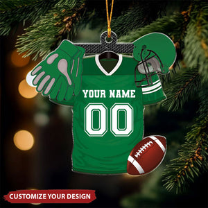 2024 New Release Personalized American Football Uniform Christmas Ornament Football Helmet And Ball - Gift For Football Lover