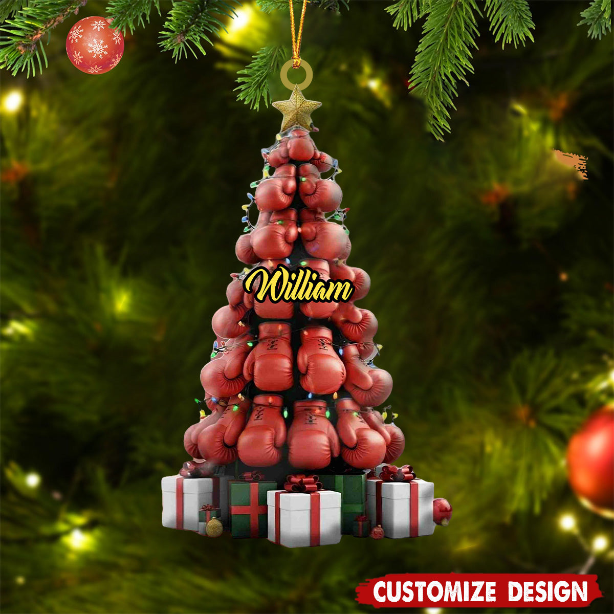 Personalized Boxing Gloves Tree Ornament - Gifts For Boxing Lovers