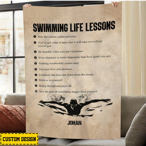 Personalized Swimming Boy Life Lessons Blanket,Gift For Swimming Lovers