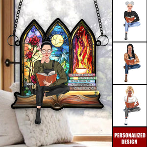 Personalized Book Lovers Suncatcher Ornament-Gift For Reading Girl