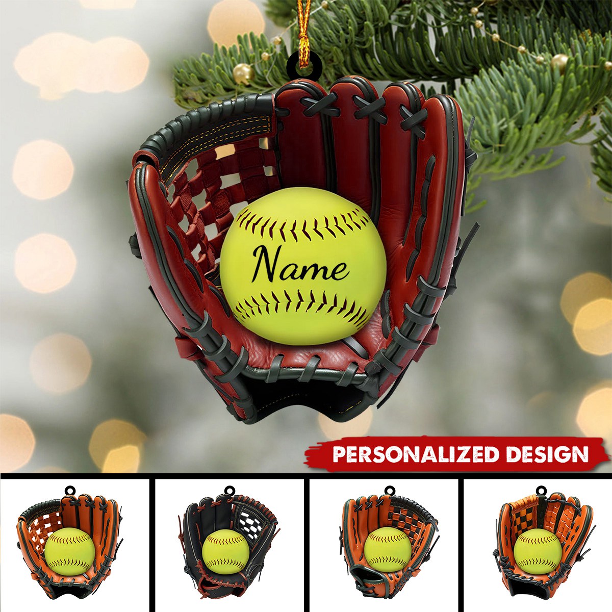 Personalized Softball Gloves Ornament-Gift For Softball Lover-2024 New Release