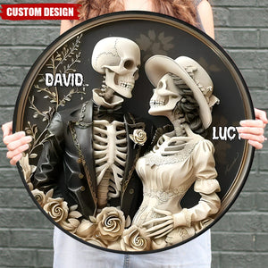 Skull Couple Personalized Wood Sign