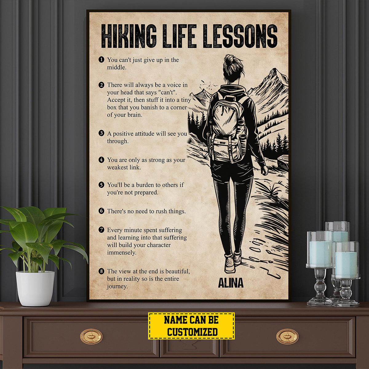 Personalized Hiking Life Lessons Poster, Poster Gift For Hiking Lovers