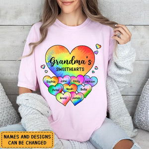 Grandma's Sweet Hearts Grandkids Tie Dye Shirt