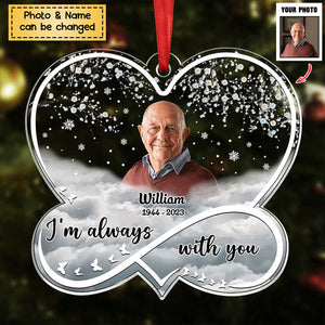 Memorial Christmas Upload Photo Heart Infinity Forever Loved Personalized Ornament