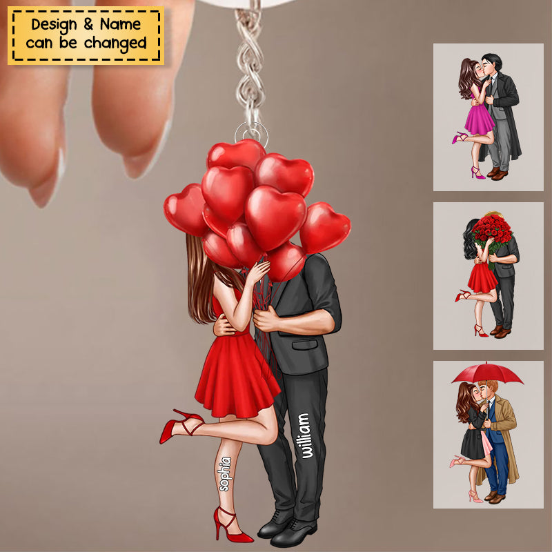 Elegant Couple Love Personalized Acrylic Keychain - Gift For Couple