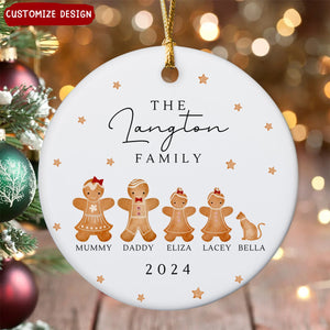 2024 New Release -  Personalised Gingerbread Family Christmas Ceramic Ornament