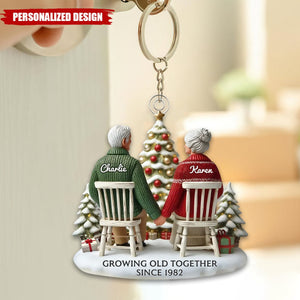 Growing Old Together-Personalized Keychain-Gift For Couple